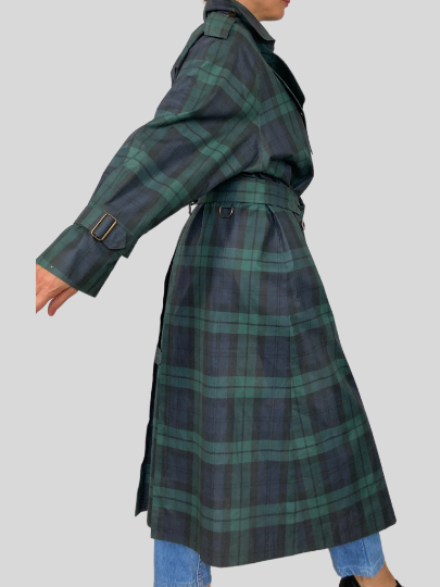 Plaid Long Trench Coat