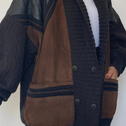 Leather Suede Cardigan