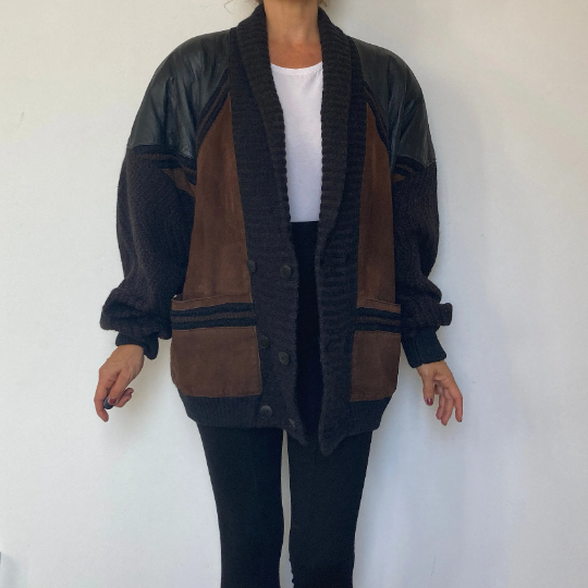 Leather Suede Cardigan