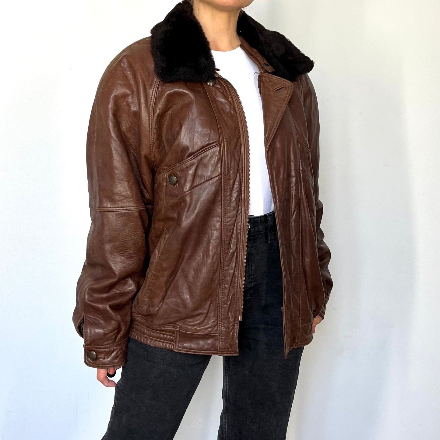 Vintage Aviator Sherpa bomber Jacket
