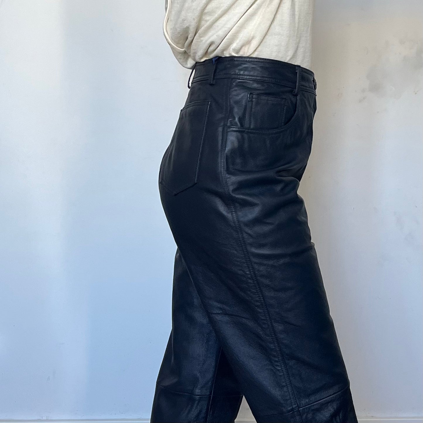 Blue Leather trousers