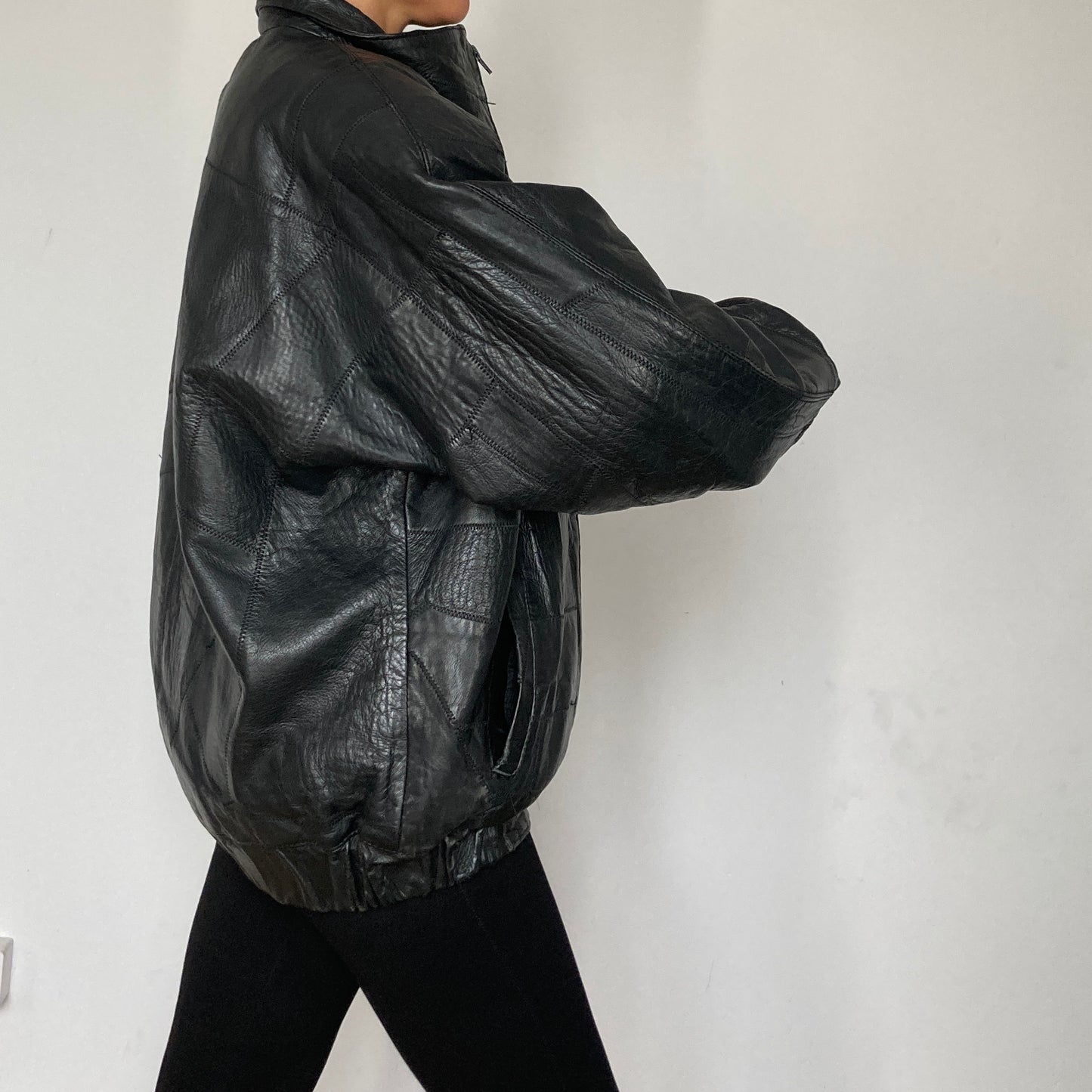 Patchwork Bomber leather jacket