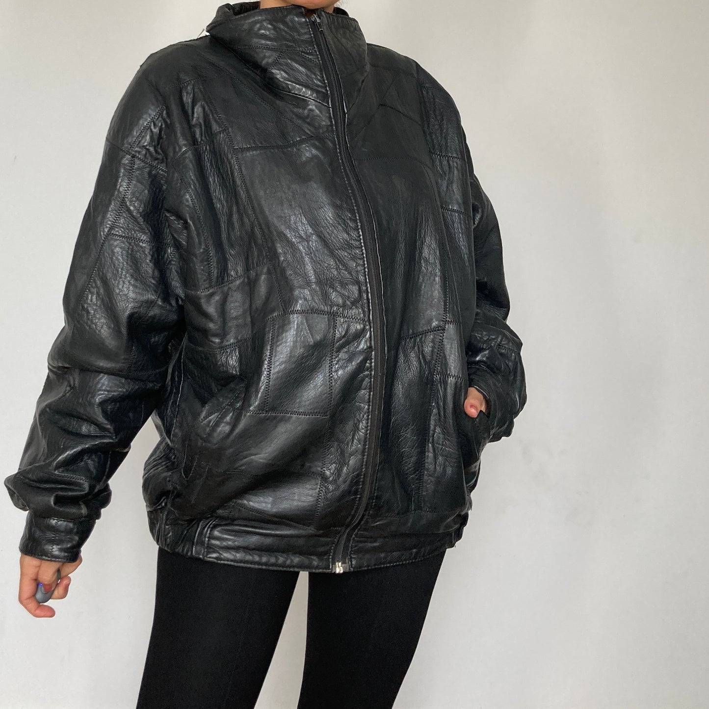 Patchwork Bomber leather jacket