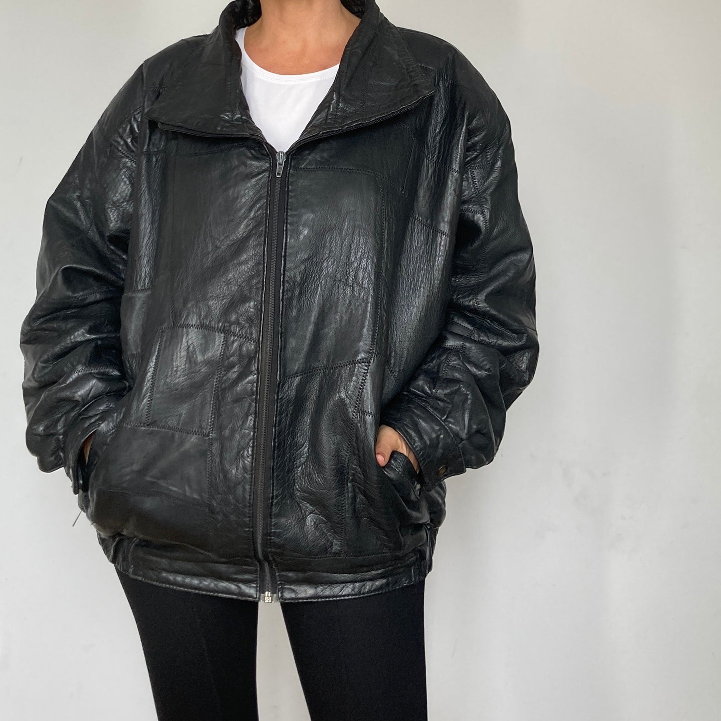 Patchwork Bomber leather jacket