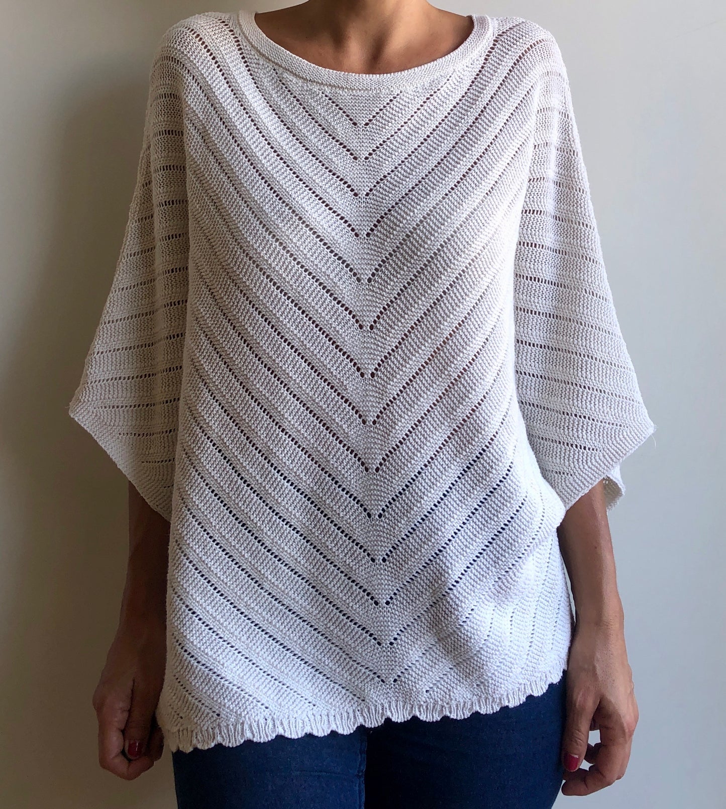 Jumper open knit in cream