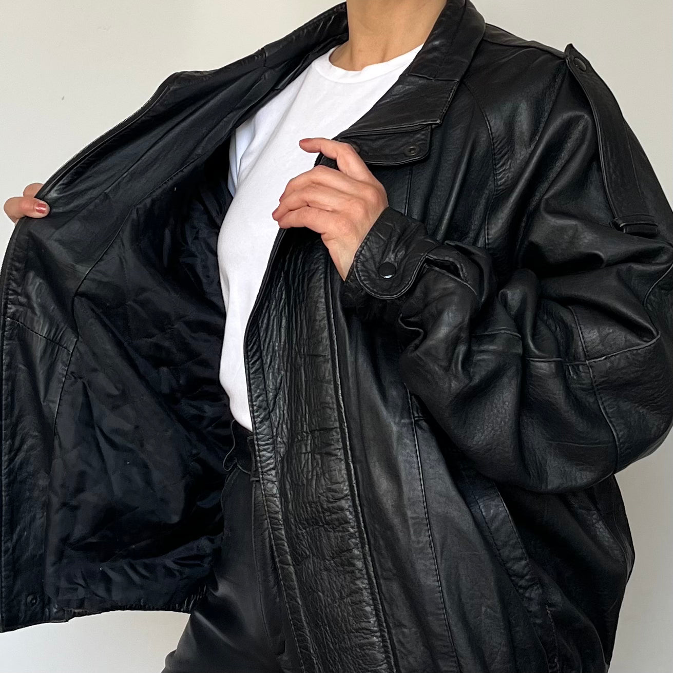 Black Bomber leather jacket