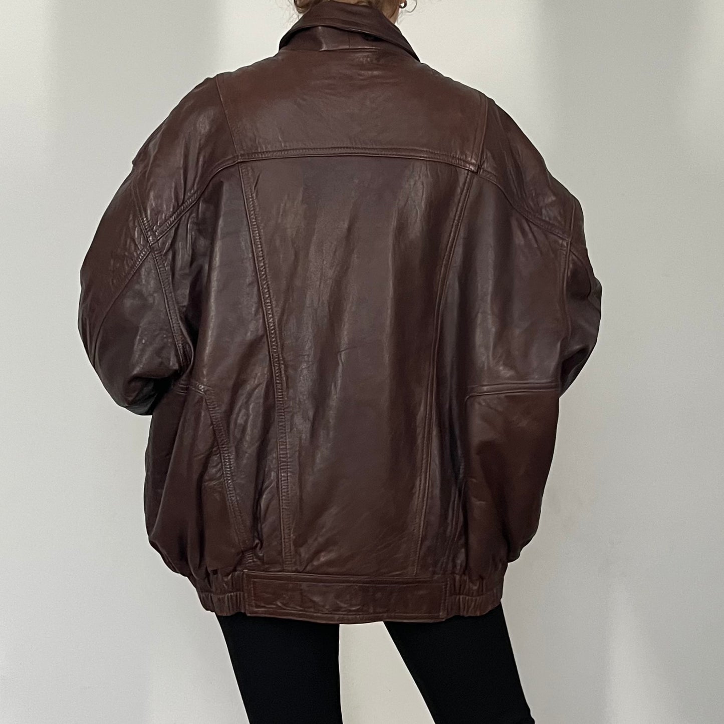 Brown Bomber leather jacket