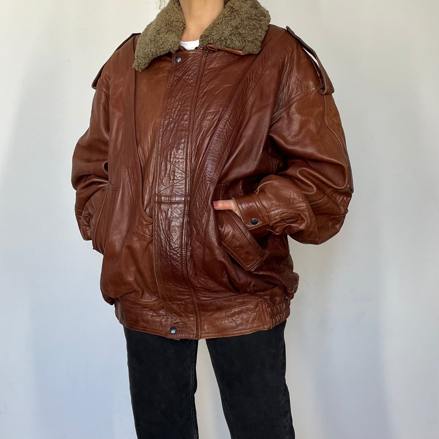 Vintage Aviator Sherpa bomber Jacket
