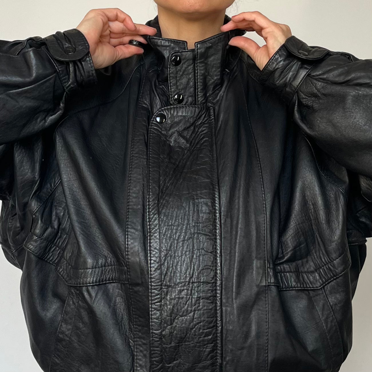 Black Bomber leather jacket