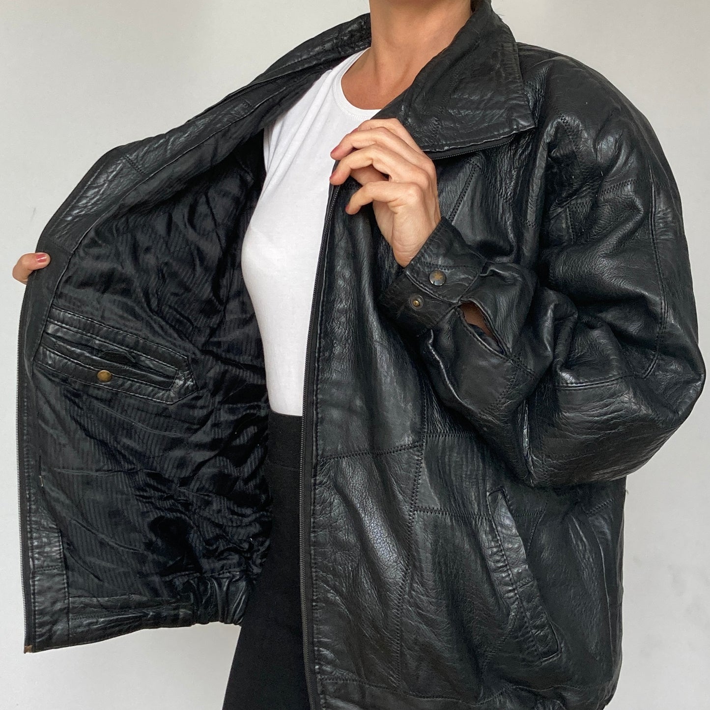 Patchwork Bomber leather jacket