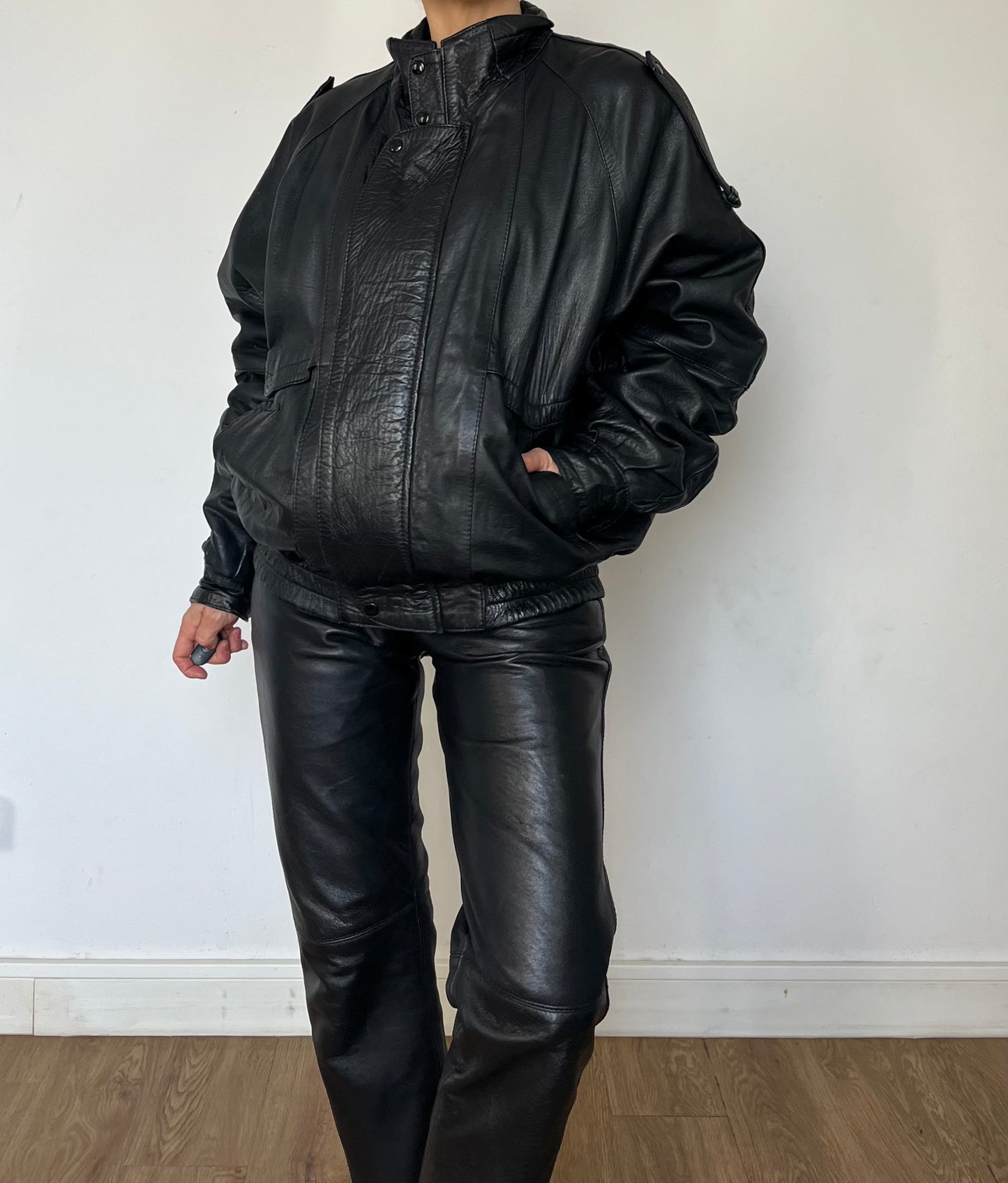 Black Bomber leather jacket