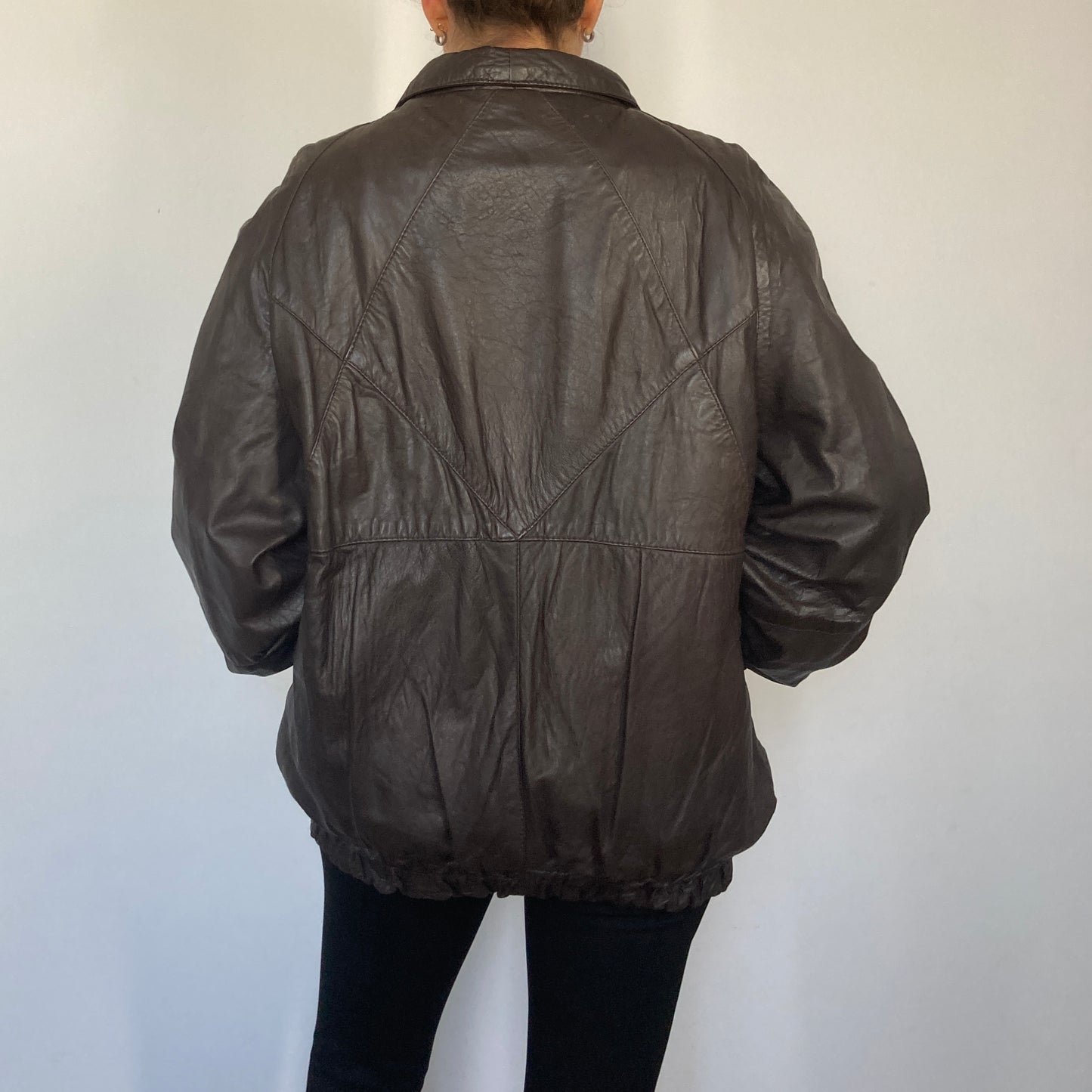 Dark brown Bomber leather jacket