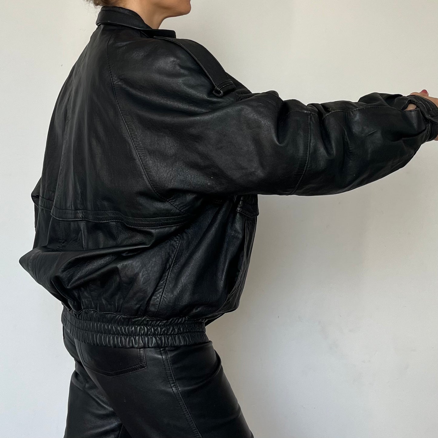 Black Bomber leather jacket