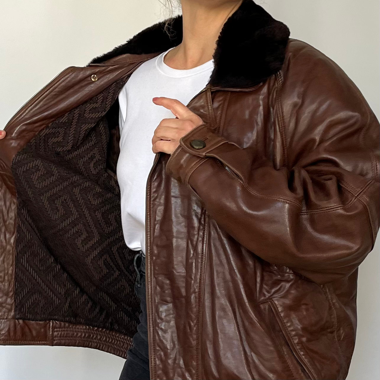 Vintage Aviator Sherpa bomber Jacket