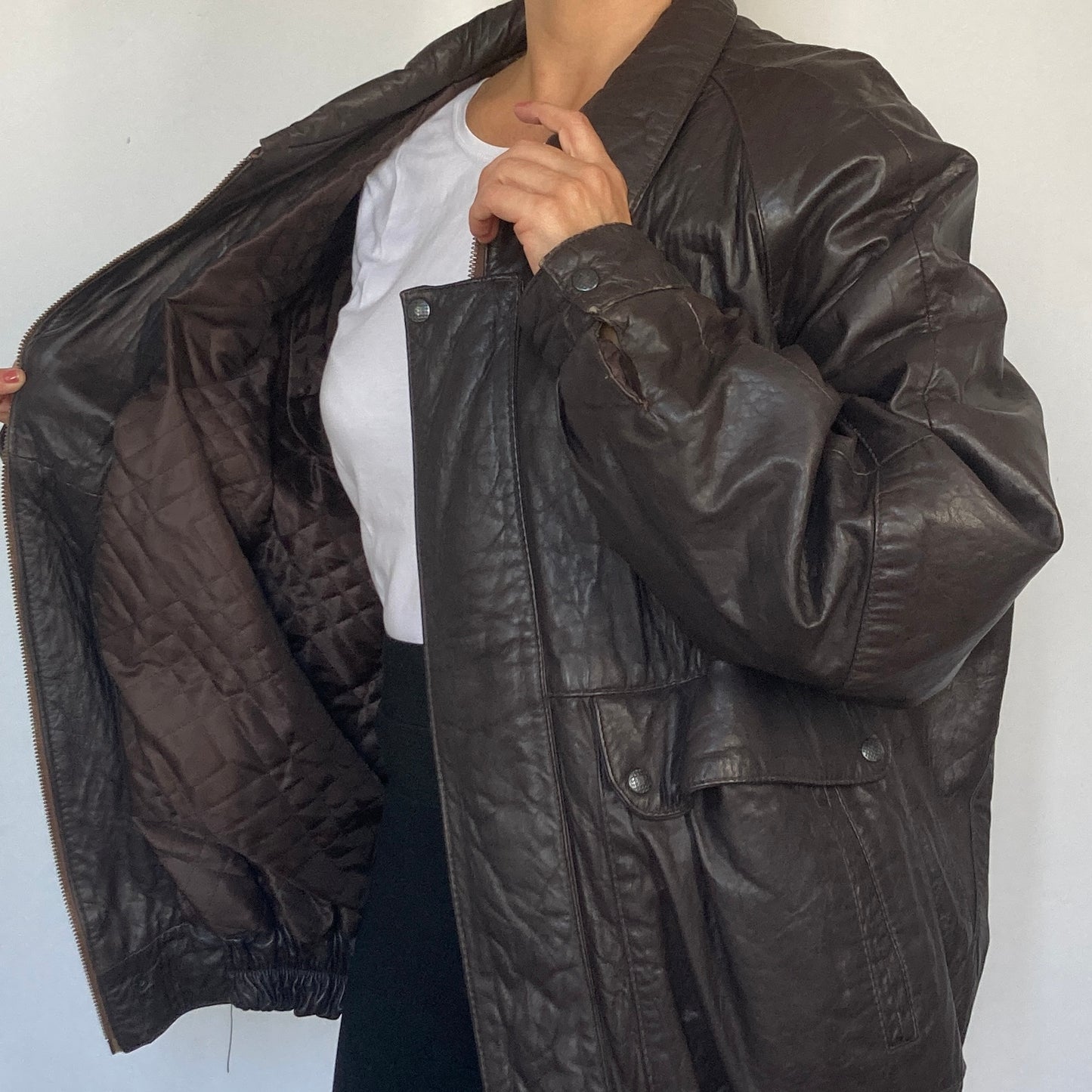 Dark brown Bomber leather jacket