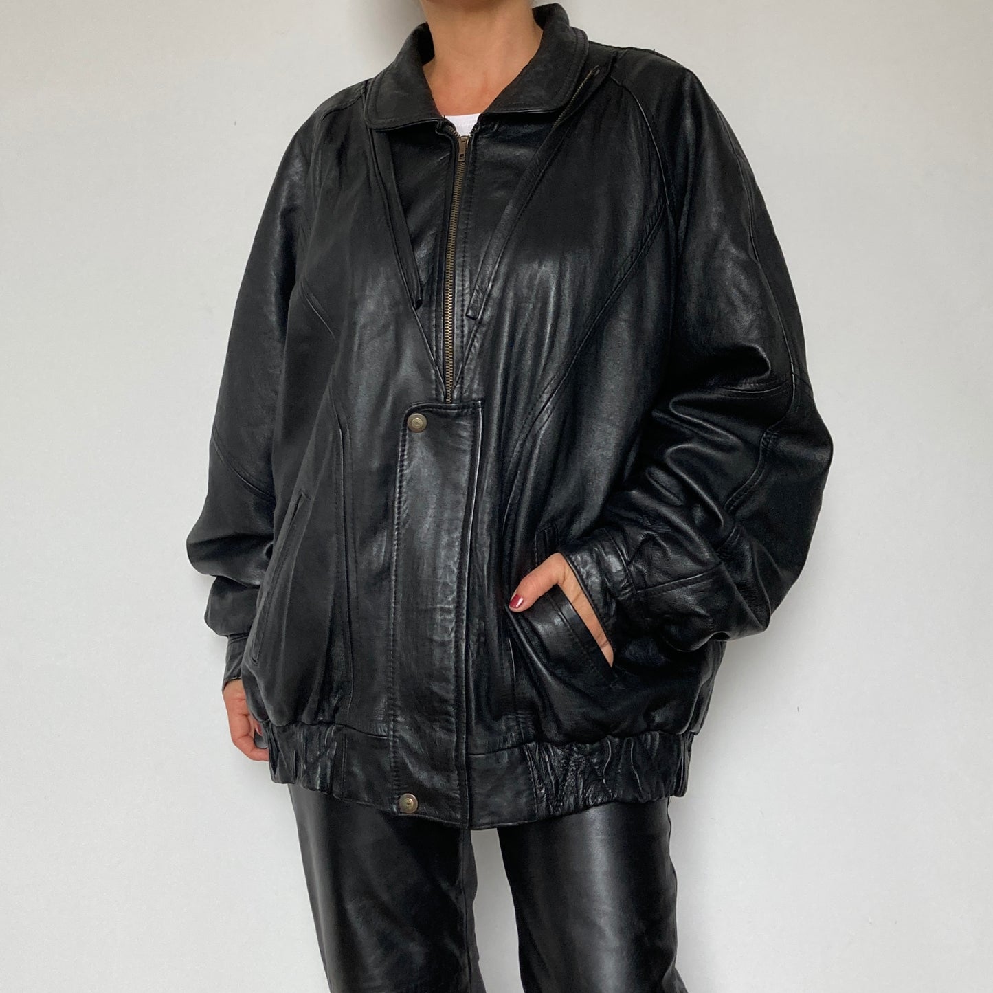 Black Bomber leather jacket