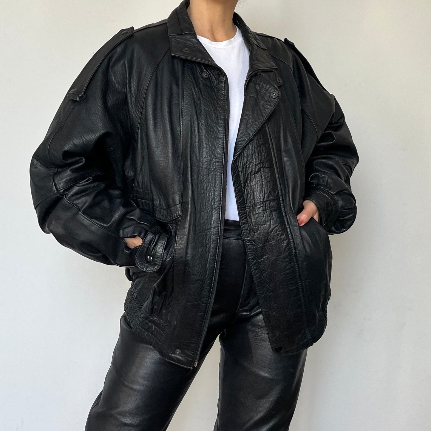 Black Bomber leather jacket