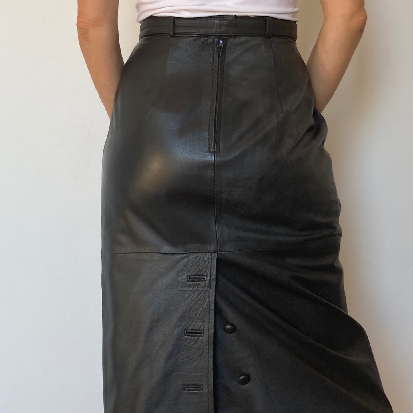 Leather skirt with belt