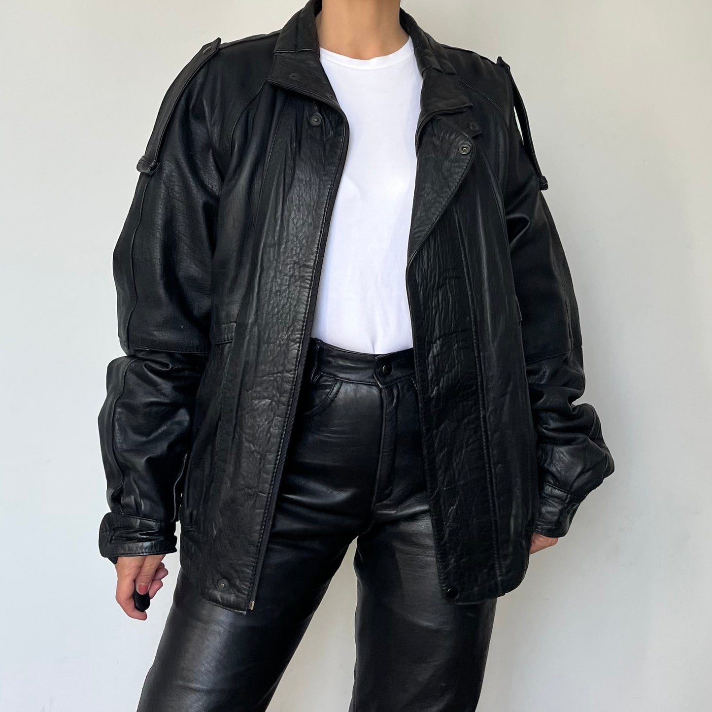 Black Bomber leather jacket