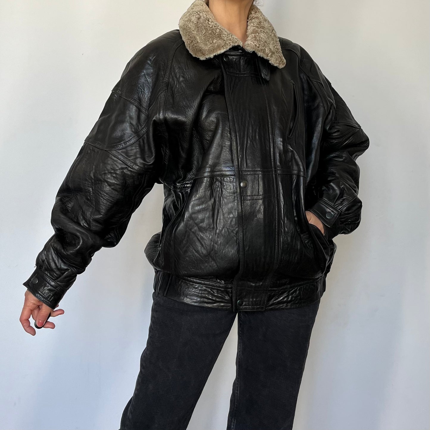 Vintage Aviator Sherpa bomber Jacket