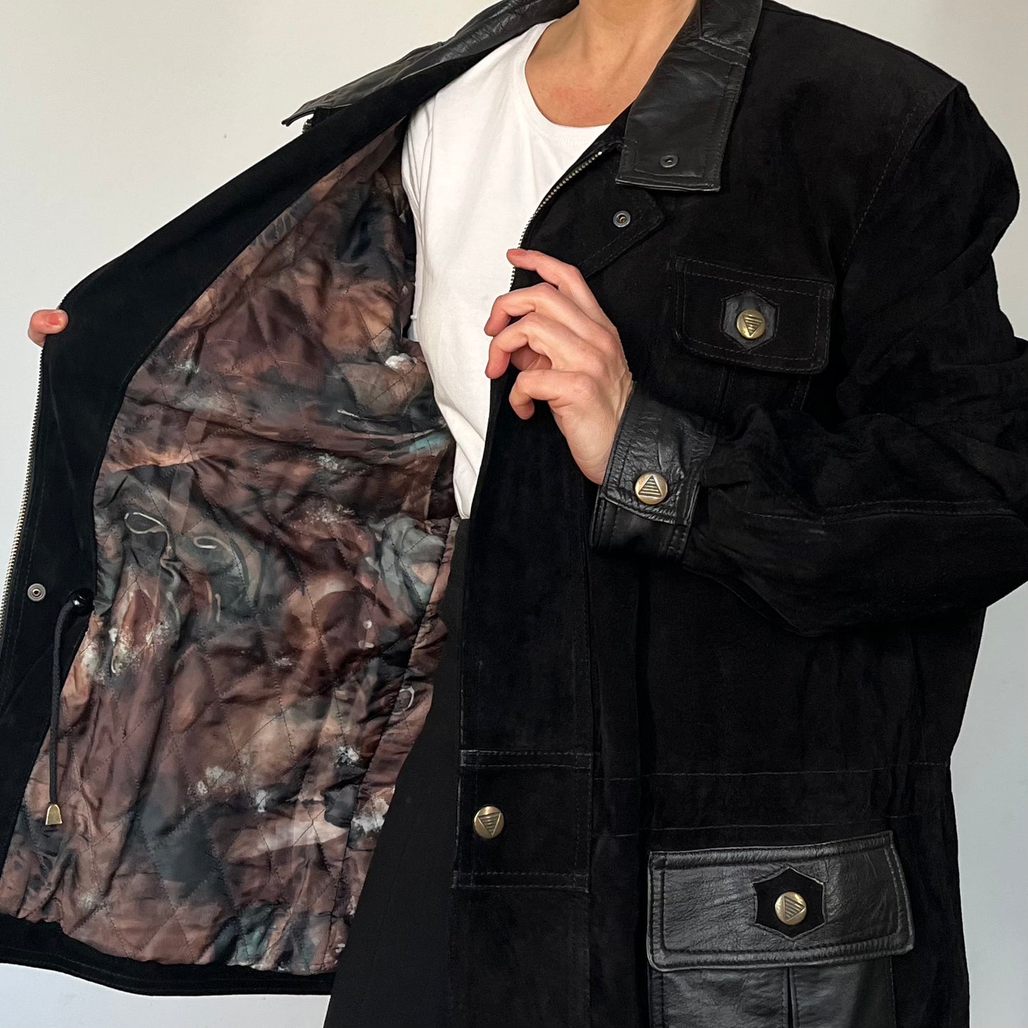 Suede leather parka