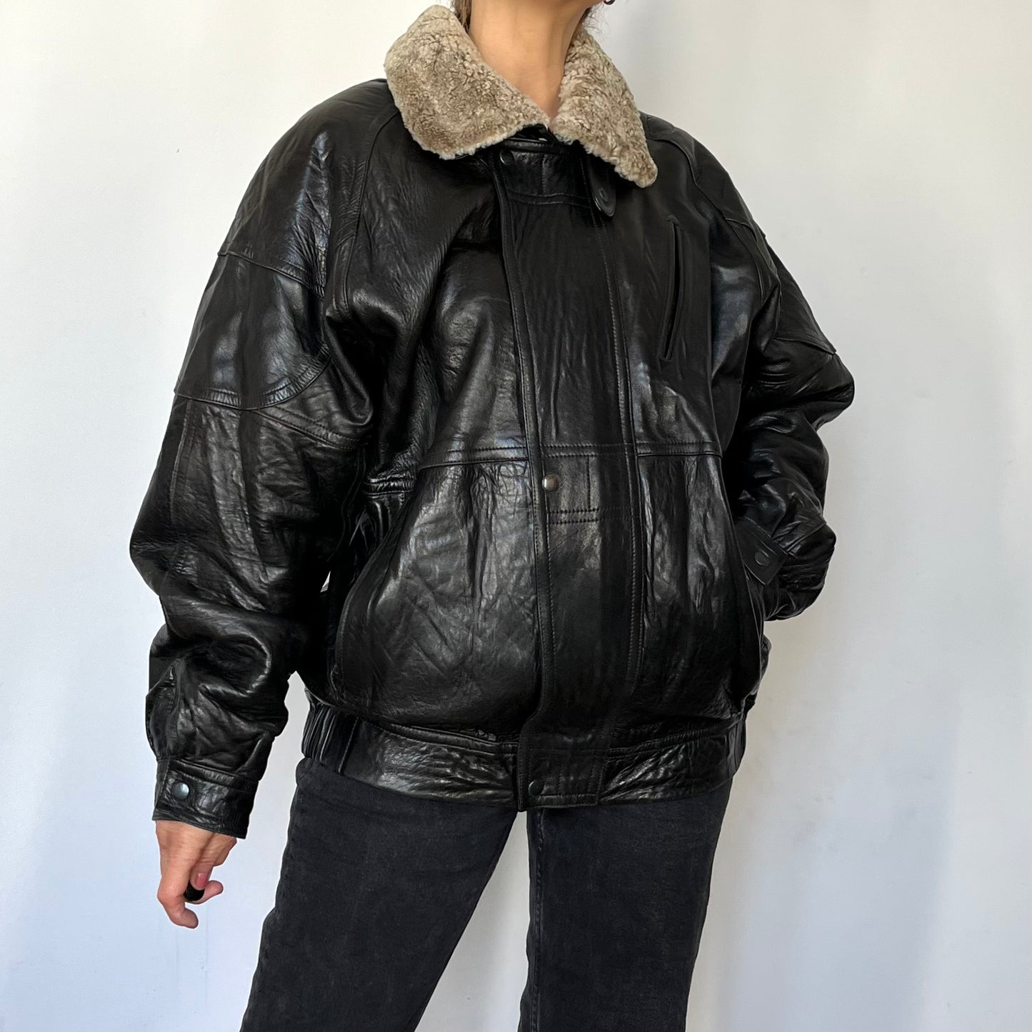 Vintage Aviator Sherpa bomber Jacket