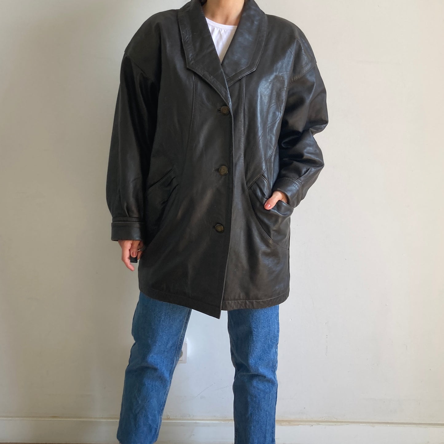 Dark brown leather jacket