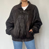 Vintage Brown Leather Bomber Jacket