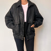 Vintage Bomber black leather jacket