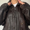 Vintage Brown Leather Bomber Jacket