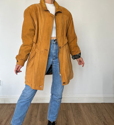 Vintage Suede Leather parka Jacket