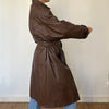 Vintage brown leather Long Trench Coat with belt