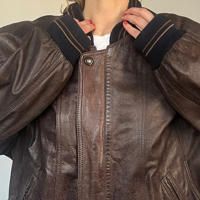 Vintage leather Bomber jacket