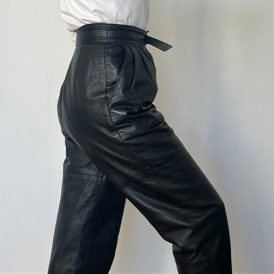 Black Leather trousers with belt