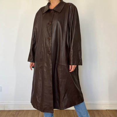 Vintage brown Leather Overcoat