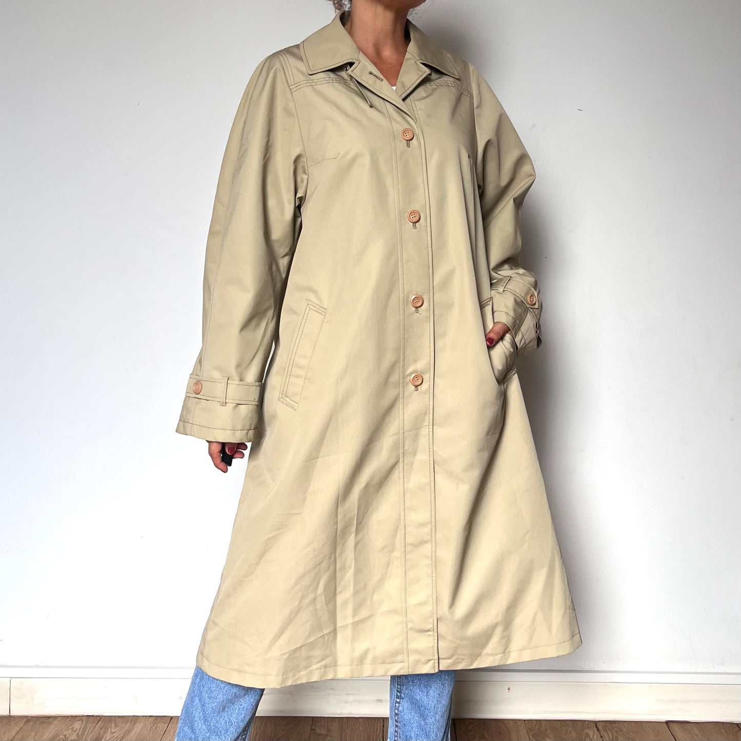 Vintage Waterproof Beige Trench Coat