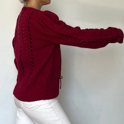 Puffy sleeves knitted cardigan