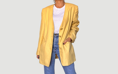 Vintage yellow linen Blazer