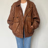 Vintage Brown Leather Bomber Jacket