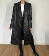 Vintage Black Leather Trench Coat