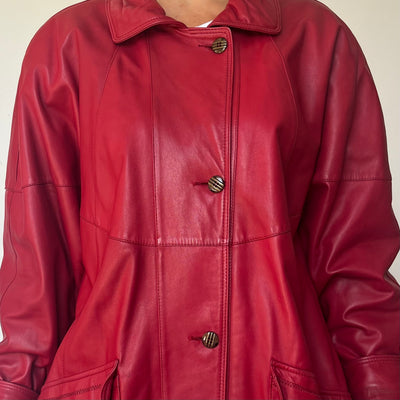 Vintage Oversized Red leather jacket