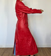 Vintage red Leather long Trench coat