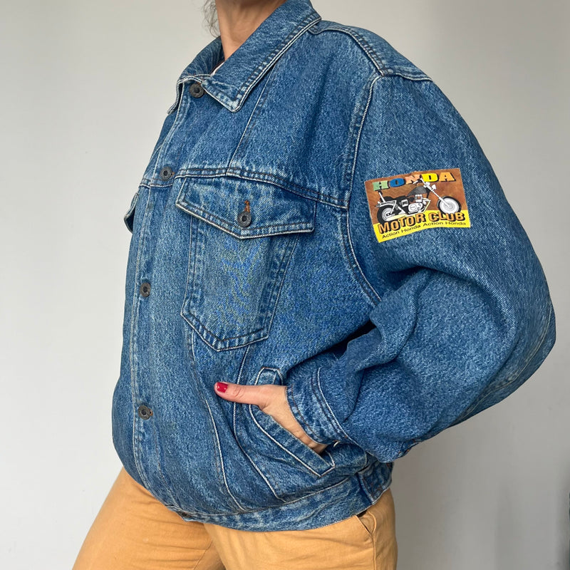 Vintage bomber blue Denim cotton jacket