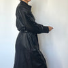 Vintage Black Leather trench coat with belt