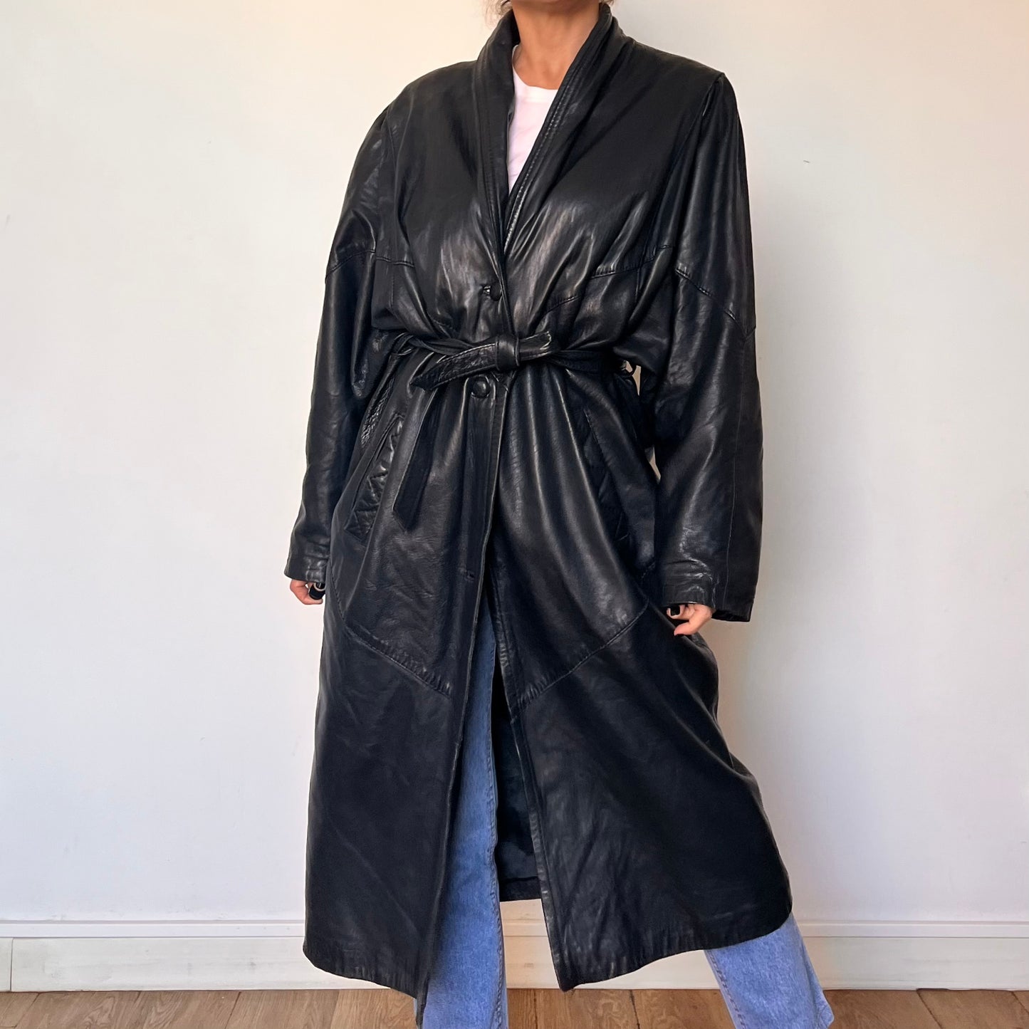 Vintage long trench coat with belt