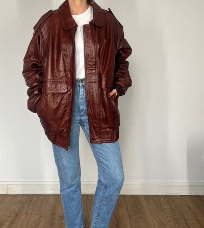 Vintage Burgundy Bomber Jacket