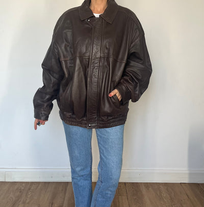 Vintage Brown Bomber leather jacket