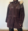 Vintage Burgundy leather hooded jacket