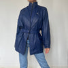 Vintage blue bomber Leather jacket by Genel