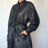 Vintage Black Leather trench coat with belt